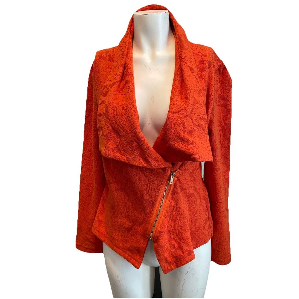 Moth By Anthropologie Women's Jacket Sz 2 Orange Paisley Cotton Blend Pura Vida